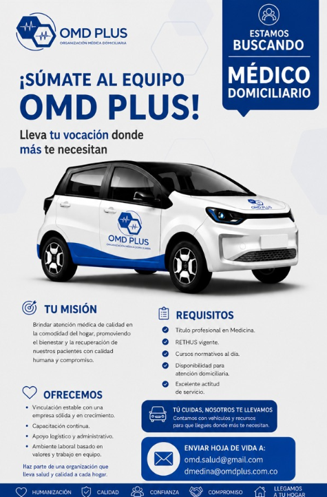 Oferta laboral OMD PLUS para médico domiciliario